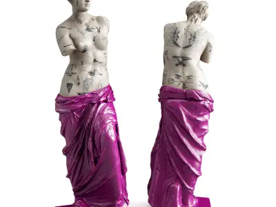 Venus Modern sculpture with tattoo Low-poly 3D model