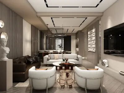 Luxury Apartment Interior 3D Model -  V-Ray Scene 3D model