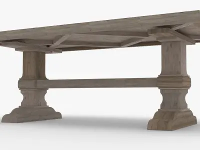 Table with diversified oak textures Low-poly 3D model