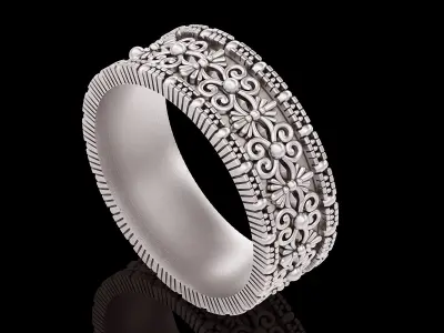 Carving Lux ring silver gold sterling printable jewelry 3D model 3D print model