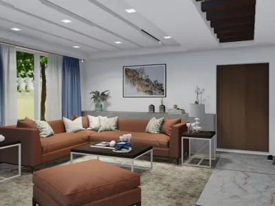 LIVING ROOM AND DINING AREA 3D model