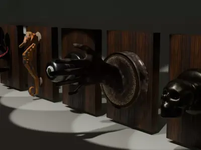 Unique Door Knobs and Handles Low-poly 3D model