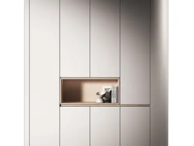 Modular Rounded Cabinet Furniture Minimal White Wardrobe kit 3D model