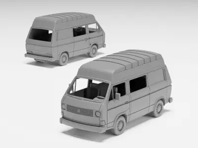 VW T3 Panel Van - H0 Scale model kit 3D print model