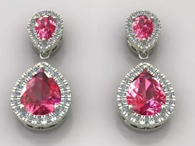 Earrings pear cut diamonds  3D print model