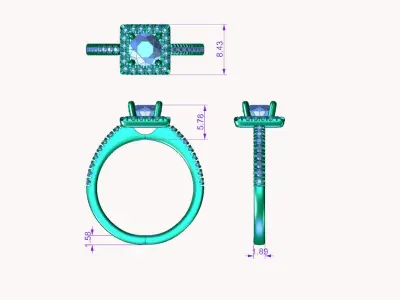 aj-013 diamond engagement ring gold and gold 3D print model