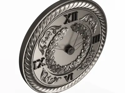 Classic Wall Clock 06 Chrome Low-poly 3D model