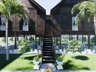 Negeri Sembilan Traditional House of Malaysia 3D model