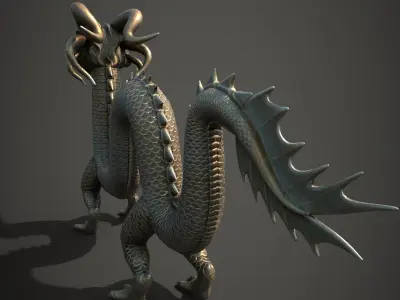 Chinese Dragon Statue PBR low poly Low-poly 3D model
