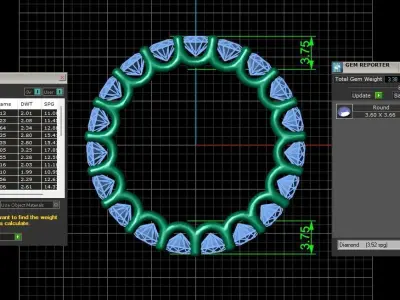 U Shaped Eternity Ring 3 point 6 mm stone size swiss 15 and EU55 3D print model