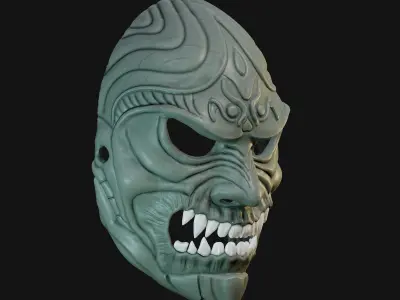 Oni Mask 14 Demon Full Face 3D print model