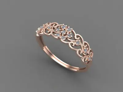 Women Ring Diamond Stone STL 3DM Lightweight Printable 3D print model 76