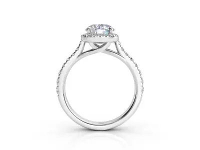 ZRP026 halo engagement ring in rose gold 3D print model