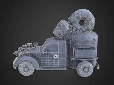 Asset - Cartoons - Food Car -  Car Donut 3D model
