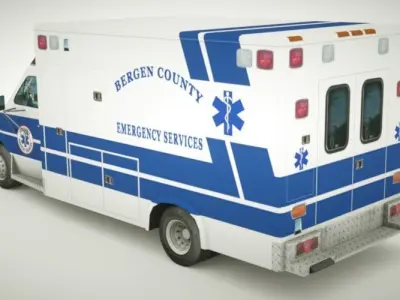 Ambulance v11 old style Low-poly 3D model