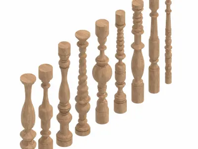 Wood Balustrades 3D model