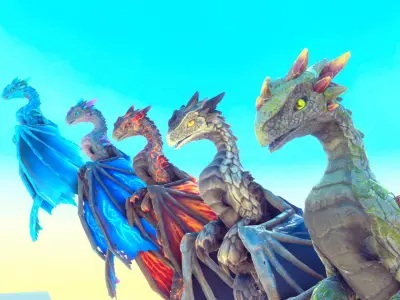 Elemental Dragon Low-poly 3D model