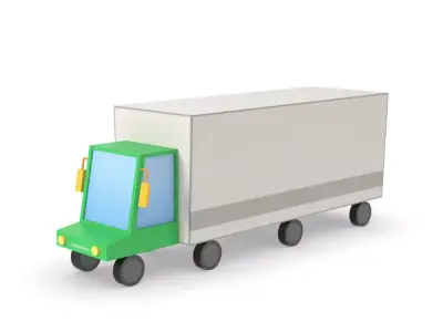 Truck lorry vehicle low poly simple cartoon Low-poly 3D model