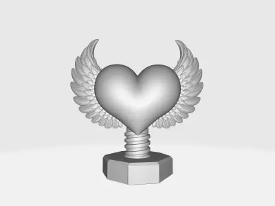 Winged Heart Sculpture Romantic Valentine Day Gift 3D print model