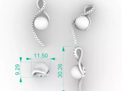Luxury Diamond Pearl Pendant 3D print model