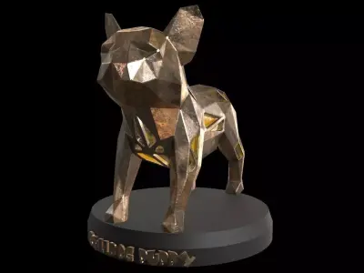 Steampunk Bulldog Puppy Low-poly 3D model