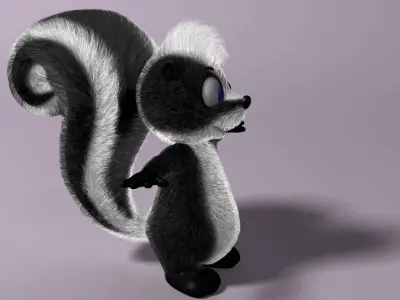 Cartoon Skunk Rigged Low-poly 3D model