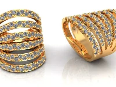 Women Ring 72 low weight long finger diamond women ring 3D print model