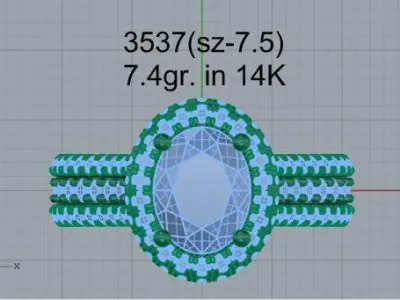 Oval Halo Ring 3537 3D print model