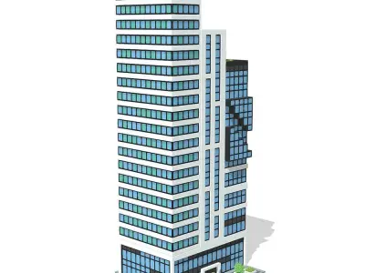 Voxel Triple Tower Low-poly 3D model