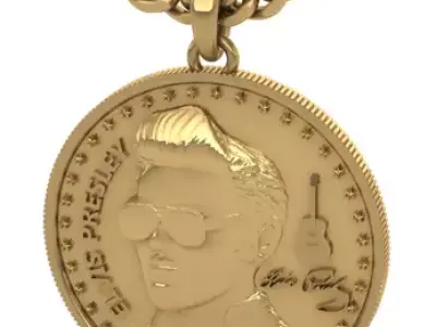 Elvis Presley Coin Pendant Signature 3DM STL Model Files  3D print model
