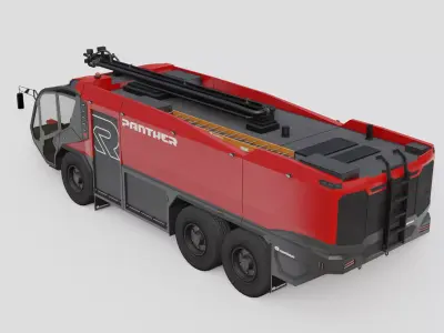 Airport Fire Engine 6X6 - Rosenbauer Panther Style - Generic Low-poly 3D model