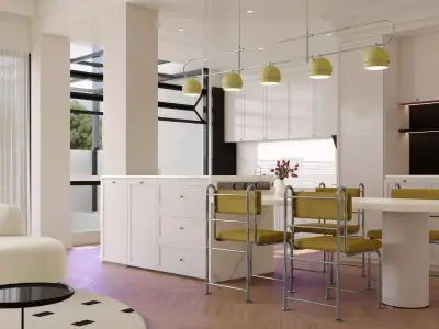 Modern living room dining room interior scenes 117 3D model
