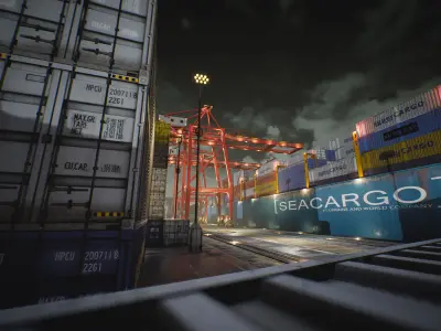 Container Yard Environment Set Low-poly 3D model