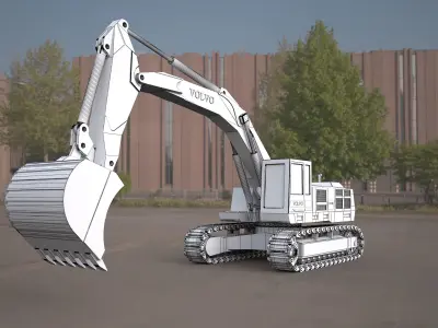  volvo excavator backhoe 3d model 3D model