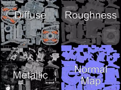 Futuristic Engine model pack with detailed textures Low-poly 3D model