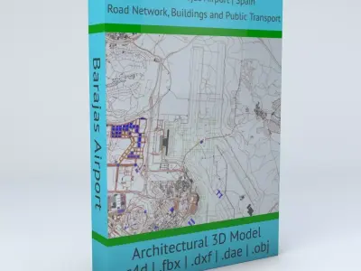 Madrid Barajas MAD Airport Roads Buildings and Public Transport 3D model