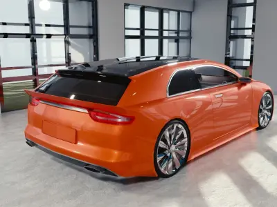 BLENDER EEVEE Brandless Small 2 door hatchback Low-poly 3D model