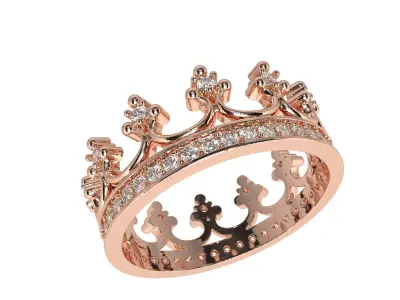 Crown ring with  diamonds 3D print model