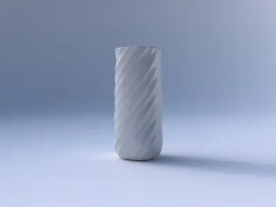 Vase quadratic tall with twisted bands 3D print model
