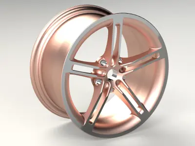 Twin-5 spoke wheel design- ready to machine 3D model