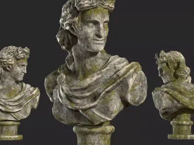 Bust of Apollo Low-poly 3D model