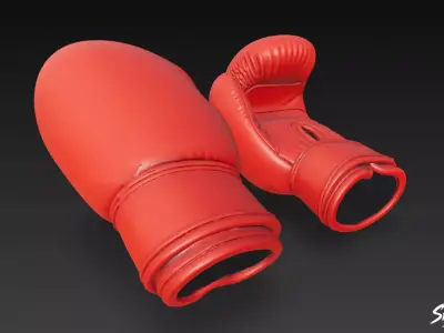 Red Boxing Gloves Low-poly 3D model