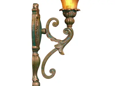 Copper tall classic Wall Light Sconce with Murano glass 3D model