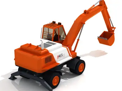 Excavator Bres500 with wheels 3D model