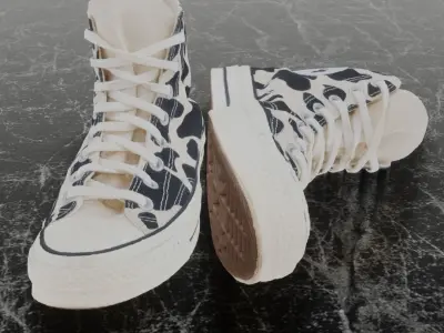 CONVERSE COW 3D SHOES - BLACK HIGH Low-poly 3D model