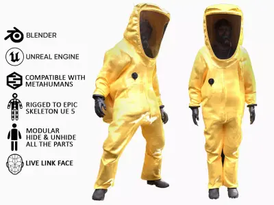 Man in Chemical Suit - Modular - Rigged Low-poly 3D model