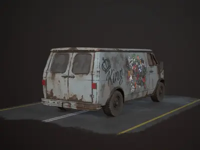 OLD VAN PBR LowPoly Low-poly 3D model
