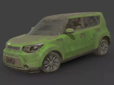 Abandoned Car - Kia Soul Low-poly 3D model