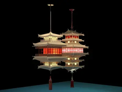 Chinese palace  lantern  3D model buy