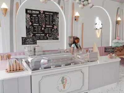 Ice Cream Shop Blender Scene 3D model